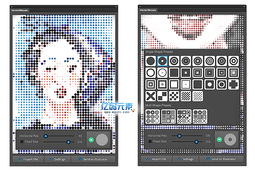 vector mosaics for ai汉化版-矢量马赛克扩展插件